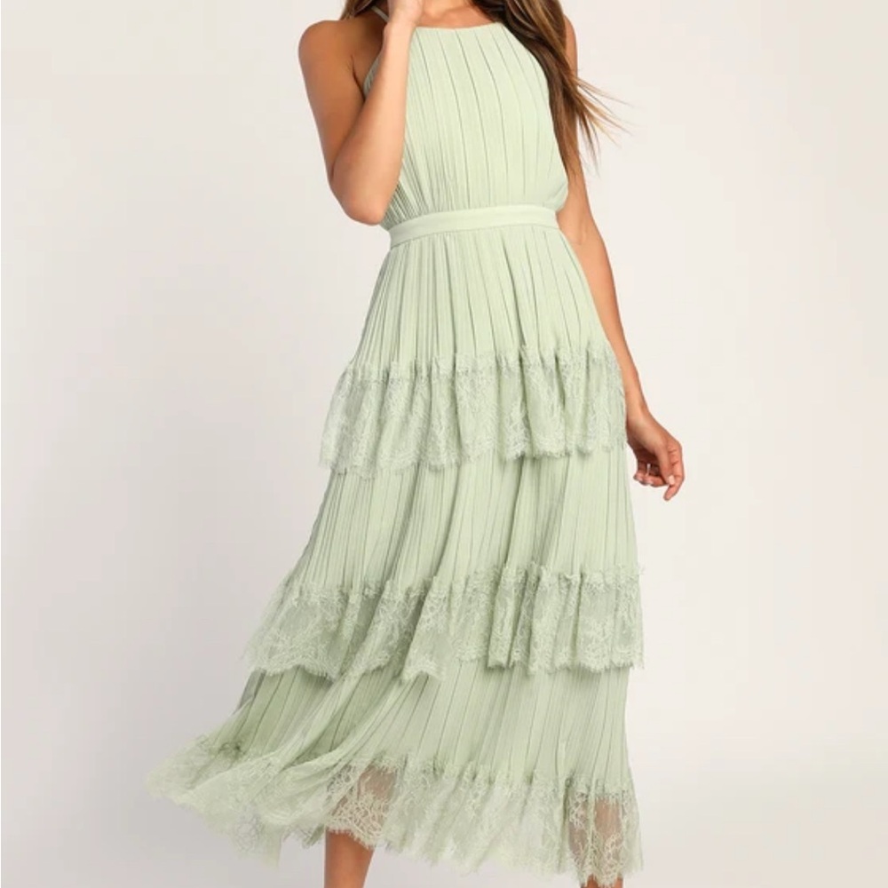 Lulu's Green Halter Maxi Dress for Weddings